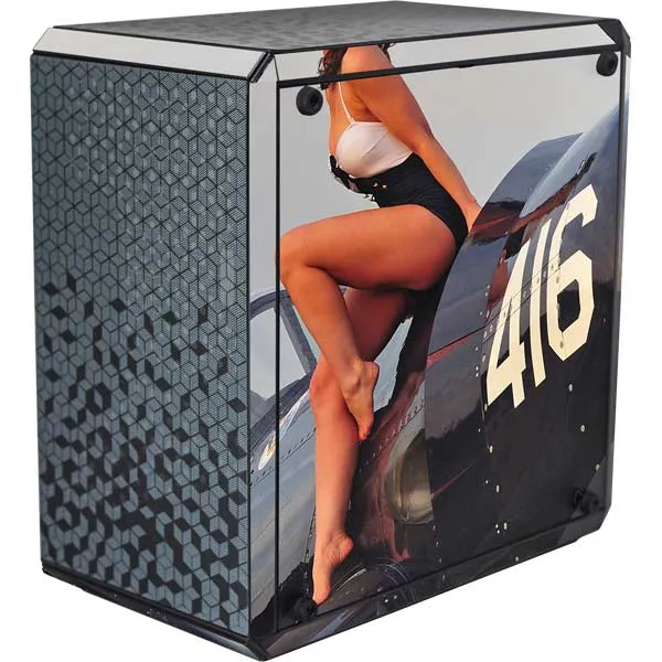 1940s Navy Pin-Up Girl On Corsair Fighter Plane Cooler Master MasterBox Q300L Mini Tower Skin