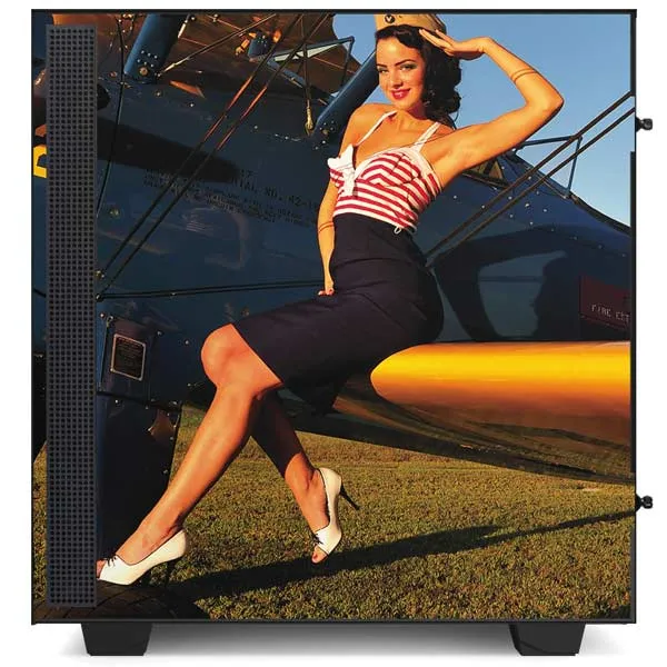 1940s Pin-Up On Stearman Biplane NZXT H510 Compact ATX Mid-Tower Case Skin