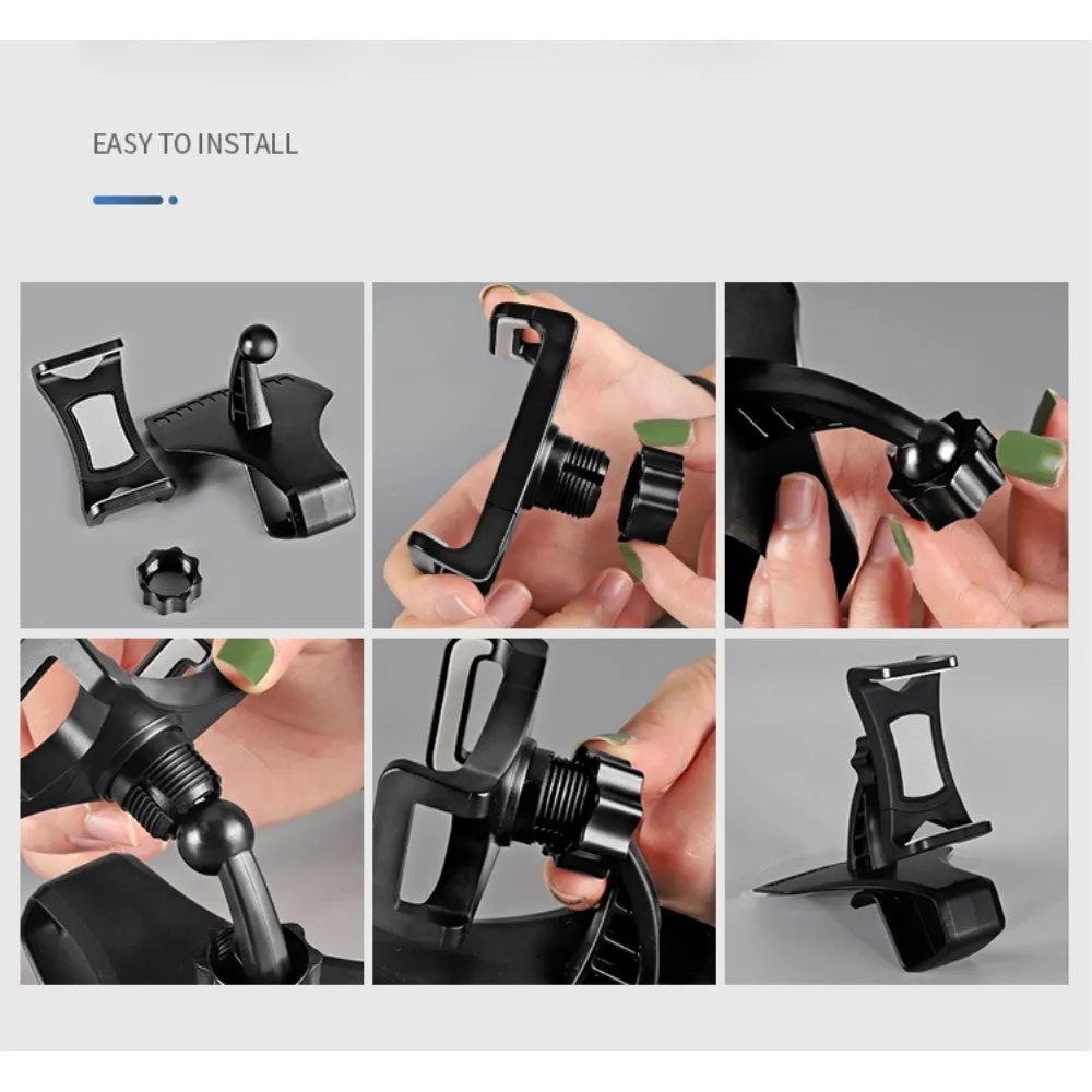 3 in 1 Car GPS Smartphone Holder: Dashboard / Visor Clamp   AC Grid Clip for Dell Streak 7 - Black