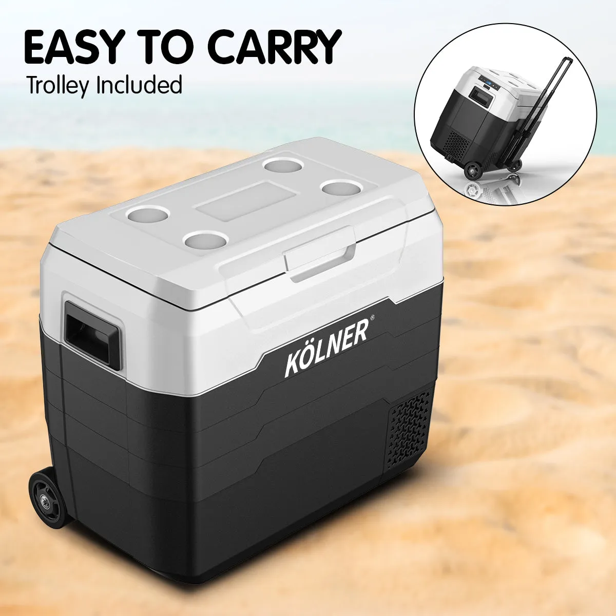 50L Portable Fridge Freezer, -20C to  10C, 12/24/240V - Kolner