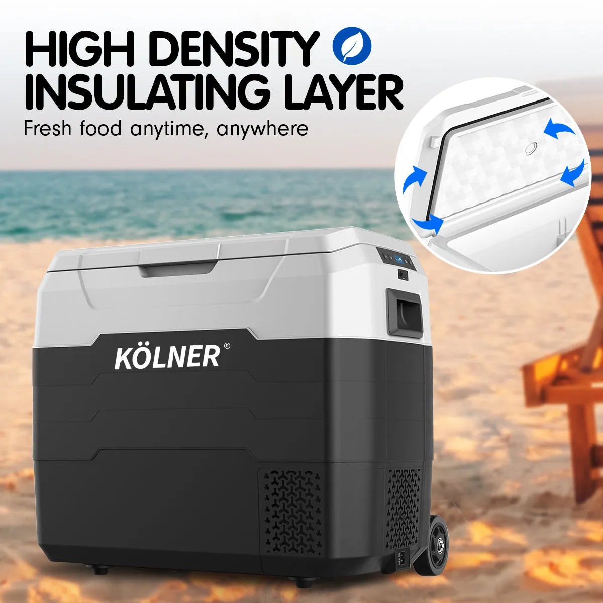 50L Portable Fridge Freezer, -20C to  10C, 12/24/240V - Kolner