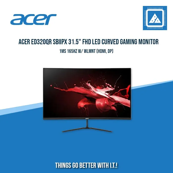ACER ED320QR SBIIPX 31.5" FHD LED CURVED GAMING MONITOR 1MS 165HZ W/ WLMNT (HDMI, DP)