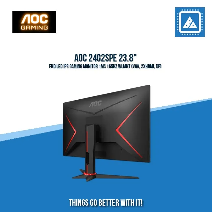 AOC 24G2SPE 23.8" FHD LED IPS GAMING MONITOR 1MS 165HZ WLMNT (VGA, 2XHDMI, DP)