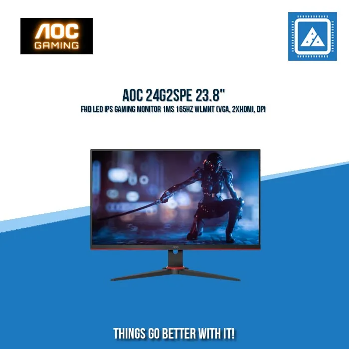 AOC 24G2SPE 23.8" FHD LED IPS GAMING MONITOR 1MS 165HZ WLMNT (VGA, 2XHDMI, DP)