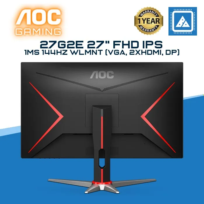 AOC 27G2E 27" FHD IPS GAMING MONITOR 1MS 144HZ WLMNT (VGA, 2XHDMI, DP)