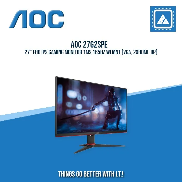 AOC 27G2SPE 27" FHD IPS GAMING MONITOR 1MS 165HZ WLMNT (VGA, 2XHDMI, DP)