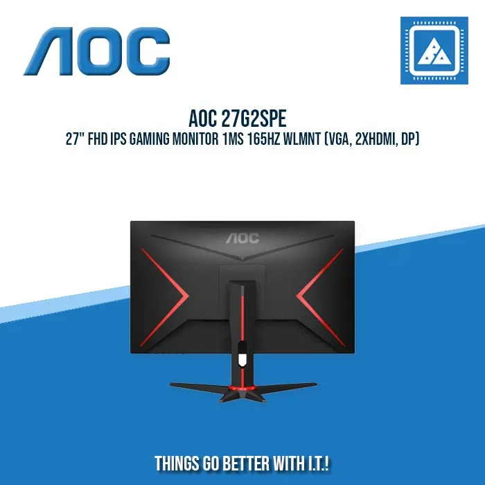 AOC 27G2SPE 27" FHD IPS GAMING MONITOR 1MS 165HZ WLMNT (VGA, 2XHDMI, DP)