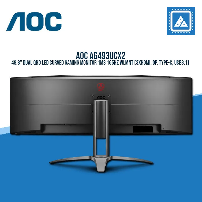 AOC AG493UCX2 48.8" DUAL QHD LED CURVED GAMING MONITOR 1MS 165HZ WLMNT (3XHDMI, DP, TYPE-C, USB3.1)