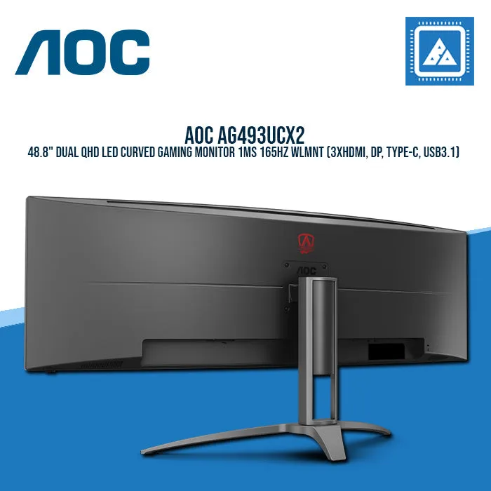 AOC AG493UCX2 48.8" DUAL QHD LED CURVED GAMING MONITOR 1MS 165HZ WLMNT (3XHDMI, DP, TYPE-C, USB3.1)