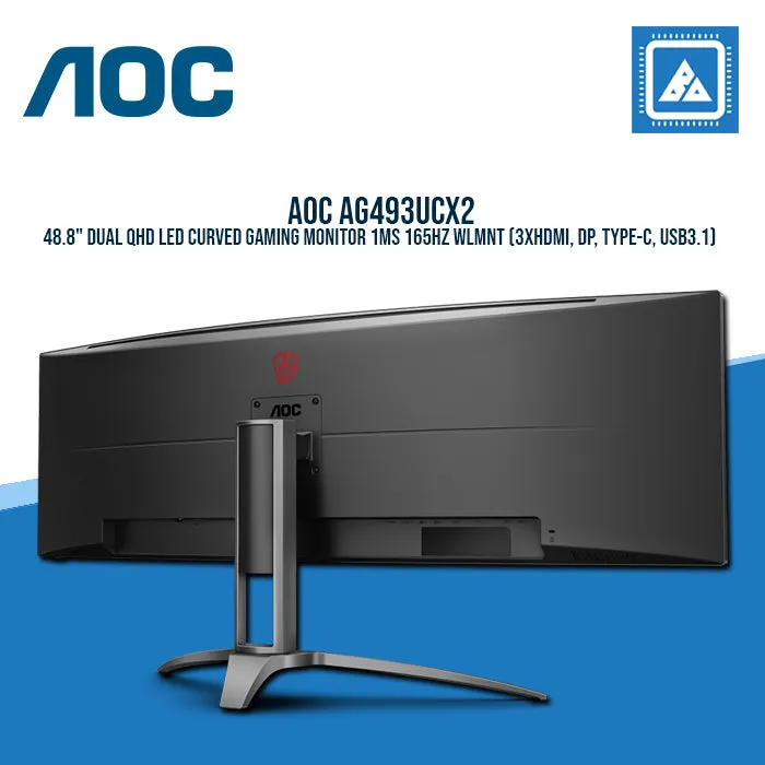 AOC AG493UCX2 48.8" DUAL QHD LED CURVED GAMING MONITOR 1MS 165HZ WLMNT (3XHDMI, DP, TYPE-C, USB3.1)