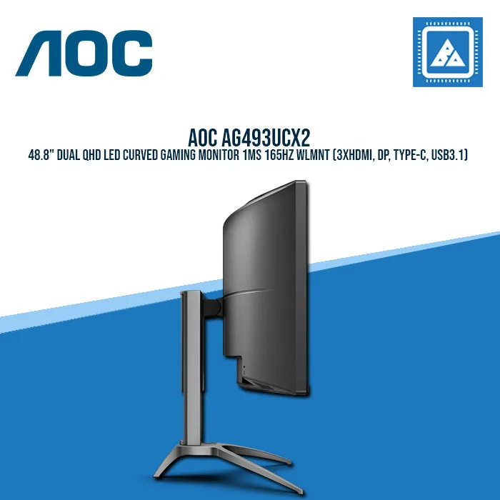 AOC AG493UCX2 48.8" DUAL QHD LED CURVED GAMING MONITOR 1MS 165HZ WLMNT (3XHDMI, DP, TYPE-C, USB3.1)