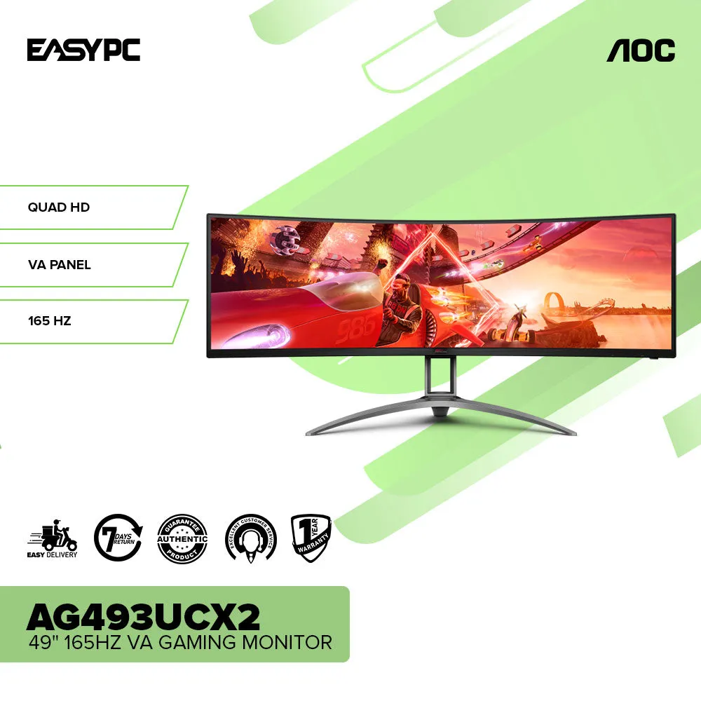 AOC AG493UCX2 49" 165Hz VA Freesync Premium Pro Vesa Certified DisplayHDR 400 Gaming Monitor
