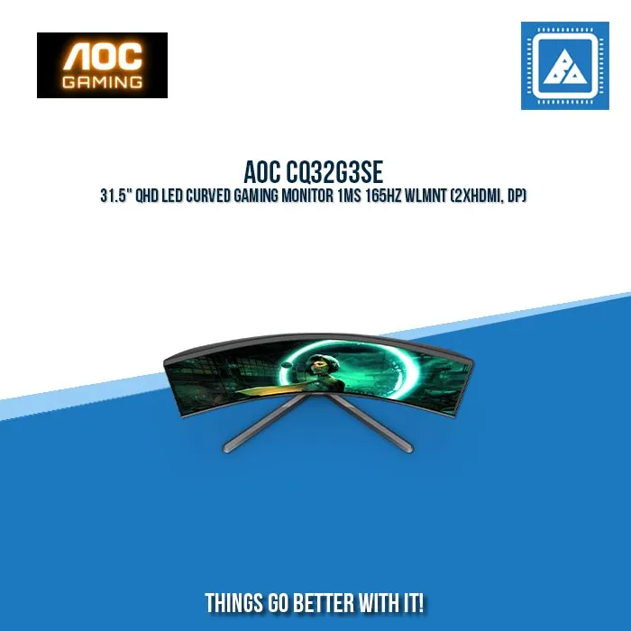 AOC CQ32G3SE 31.5" QHD LED CURVED GAMING MONITOR 1MS 165HZ WLMNT (2XHDMI, DP)