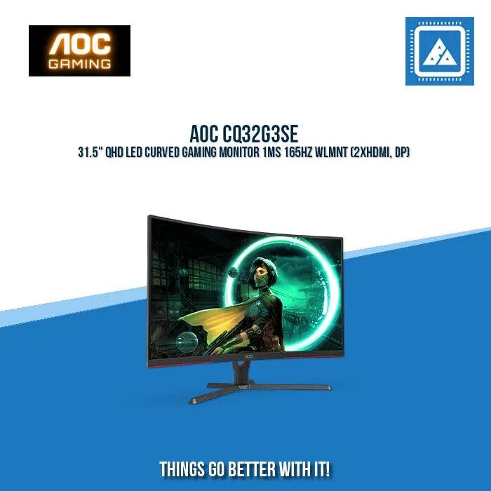 AOC CQ32G3SE 31.5" QHD LED CURVED GAMING MONITOR 1MS 165HZ WLMNT (2XHDMI, DP)