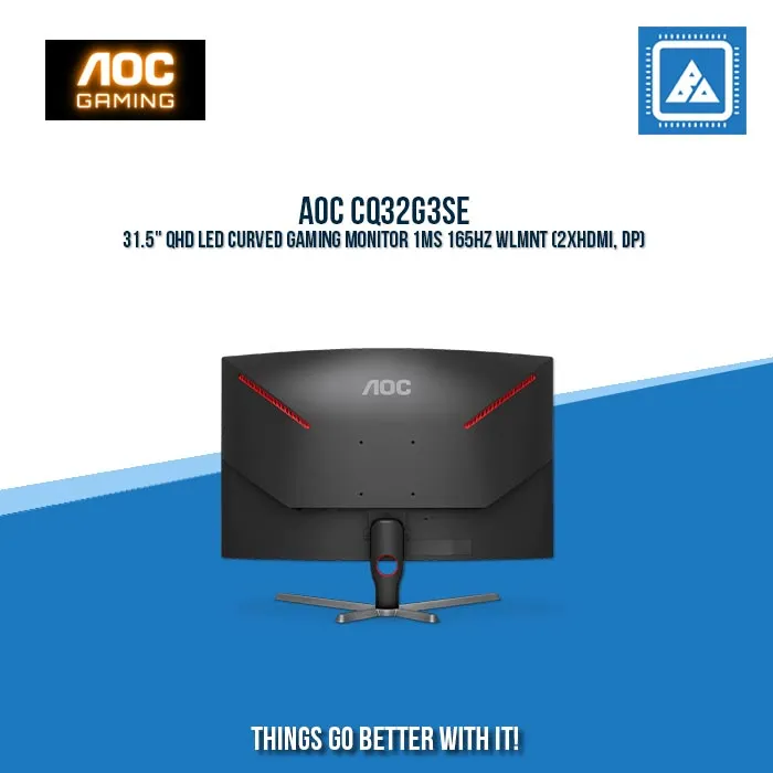 AOC CQ32G3SE 31.5" QHD LED CURVED GAMING MONITOR 1MS 165HZ WLMNT (2XHDMI, DP)