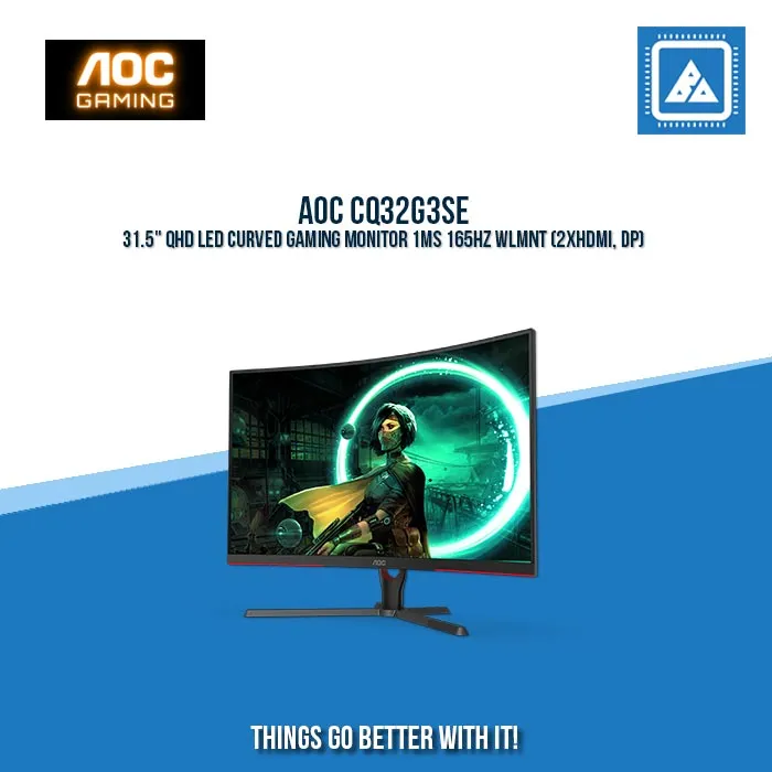 AOC CQ32G3SE 31.5" QHD LED CURVED GAMING MONITOR 1MS 165HZ WLMNT (2XHDMI, DP)