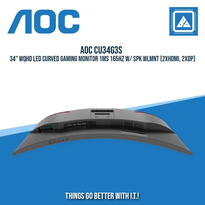 AOC CU34G3S 34" WQHD LED CURVED GAMING MONITOR 1MS 165HZ W/ SPK WLMNT (2XHDMI, 2XDP)