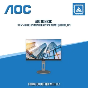 AOC U32N3C 31.5" 4K UHD IPS MONITOR W/ SPK WLMNT (2XHDMI, DP)