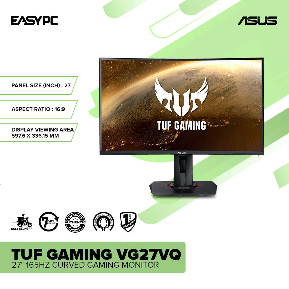 Asus TUF Gaming VG27VQ 27 165Hz Curved Gaming Monitor