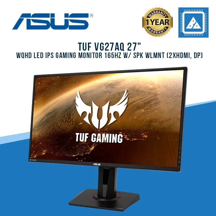 ASUS TUF VG27AQ 27" WQHD LED IPS GAMING MONITOR 165HZ W/ SPK WLMNT (2XHDMI, DP)