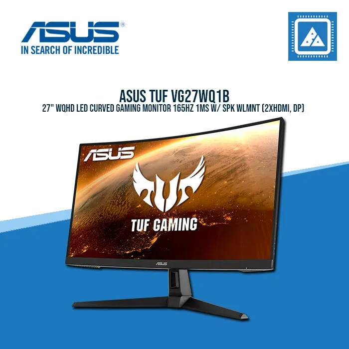 ASUS TUF VG27WQ1B 27" WQHD LED CURVED GAMING MONITOR 165HZ 1MS W/ SPK WLMNT (2XHDMI, DP)