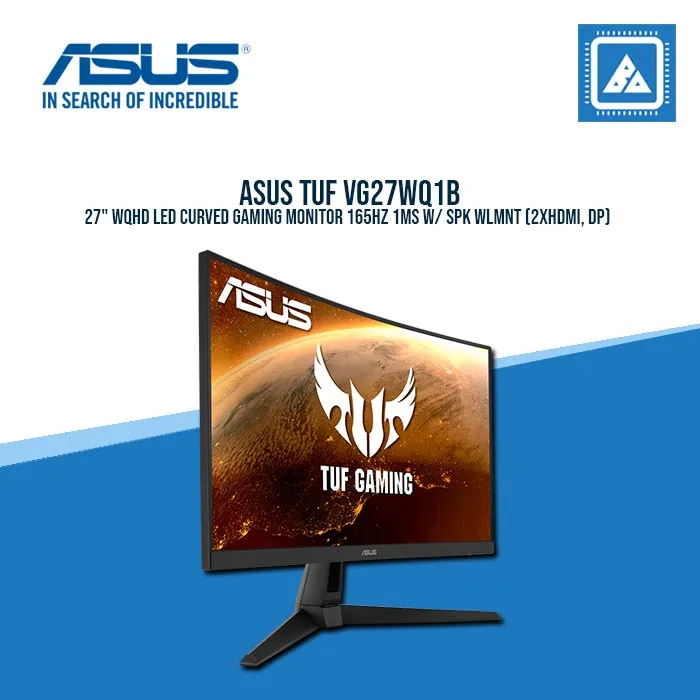 ASUS TUF VG27WQ1B 27" WQHD LED CURVED GAMING MONITOR 165HZ 1MS W/ SPK WLMNT (2XHDMI, DP)