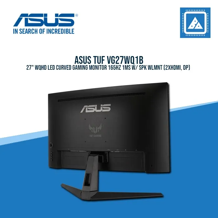 ASUS TUF VG27WQ1B 27" WQHD LED CURVED GAMING MONITOR 165HZ 1MS W/ SPK WLMNT (2XHDMI, DP)