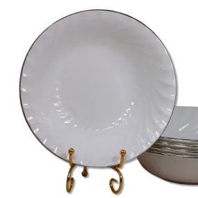 Aynsley Purity White Swirl Fluted Cereal Bowl 6 3/4" Platinum Trim