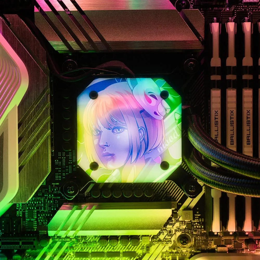 Bad Mood Girl AIO Cover for Corsair iCUE ELITE CAPELLIX (H100i, H115i, H150i Black and White)