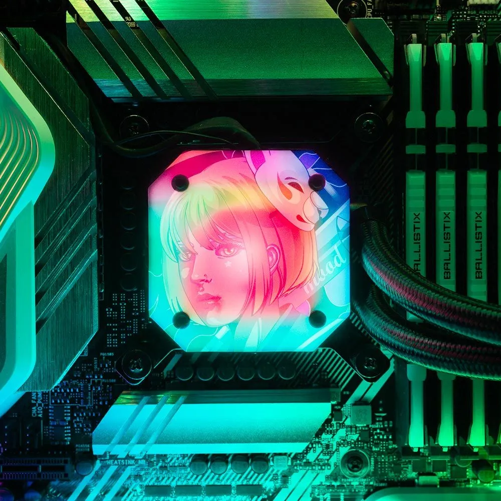 Bad Mood Girl AIO Cover for Corsair iCUE ELITE CAPELLIX (H100i, H115i, H150i Black and White)