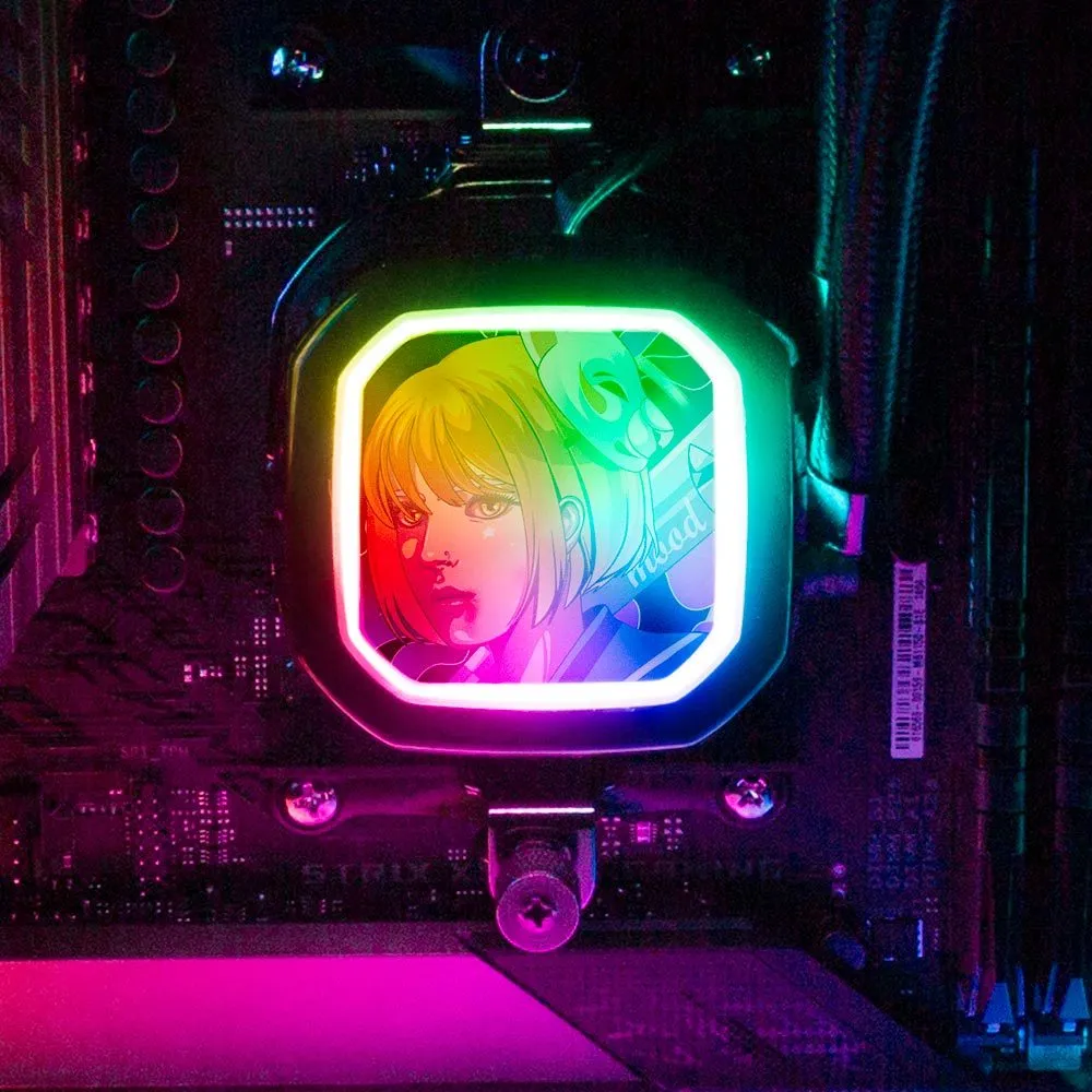 Bad Mood Girl AIO Cover for Corsair RGB Hydro Platinum and Pro Series (H100i, H115i, H150i, H100X, XT, X, SE, H60)