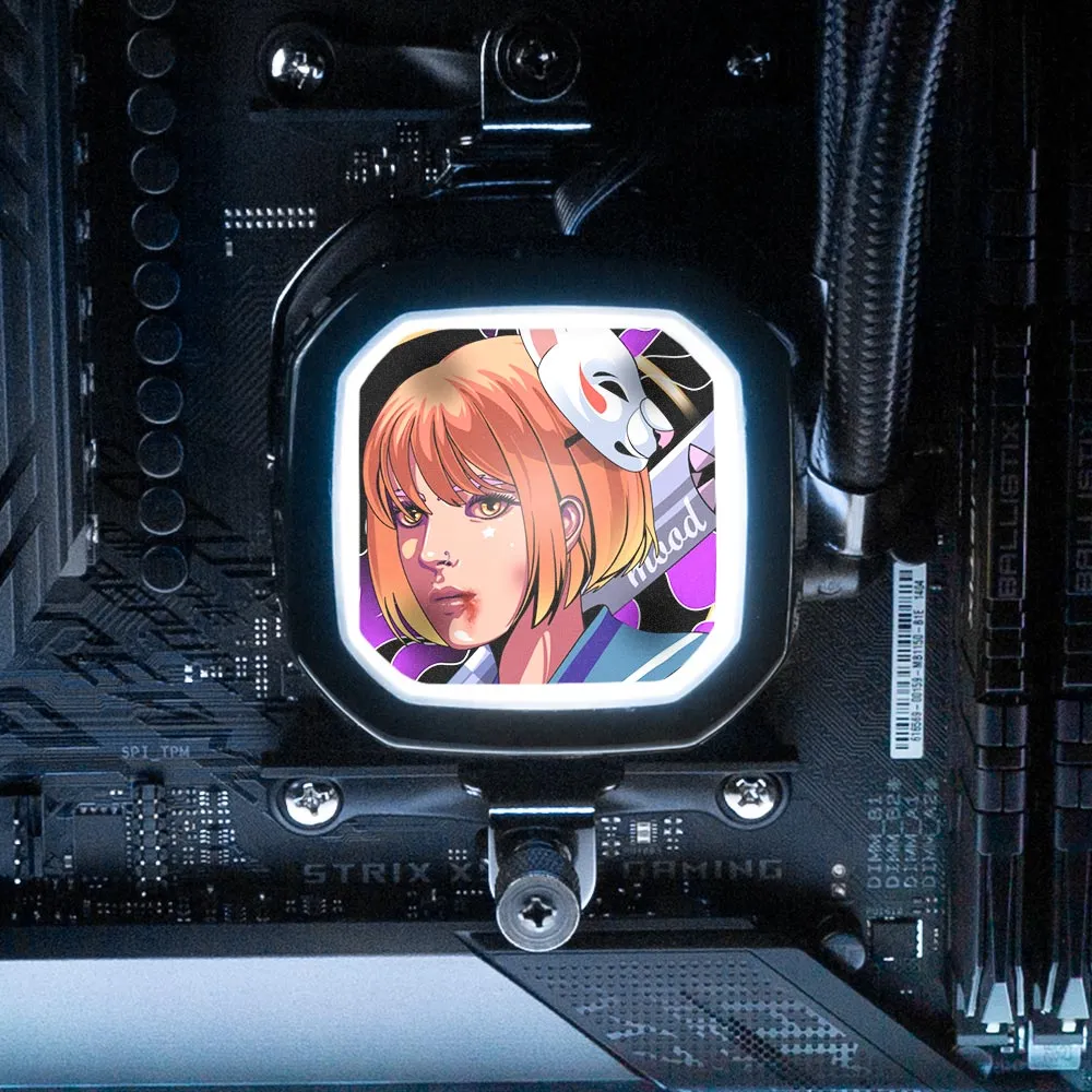 Bad Mood Girl AIO Cover for Corsair RGB Hydro Platinum and Pro Series (H100i, H115i, H150i, H100X, XT, X, SE, H60)