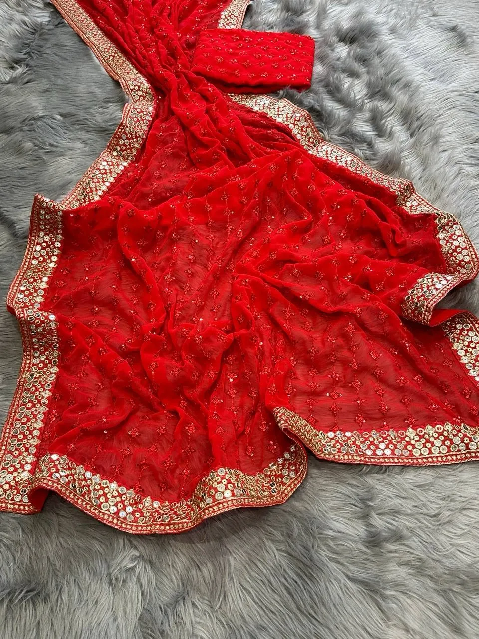 Beautiful Designer Heavy Georgette Exclusive Sequanc Saree Design 456