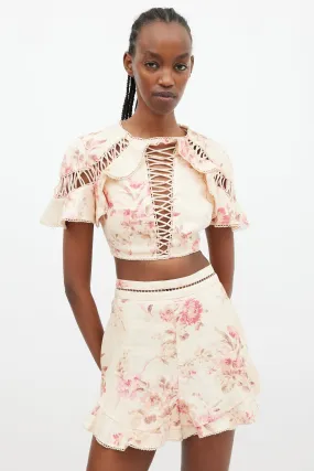 Beige & Multi Corsair Flutter Co-Ord Set