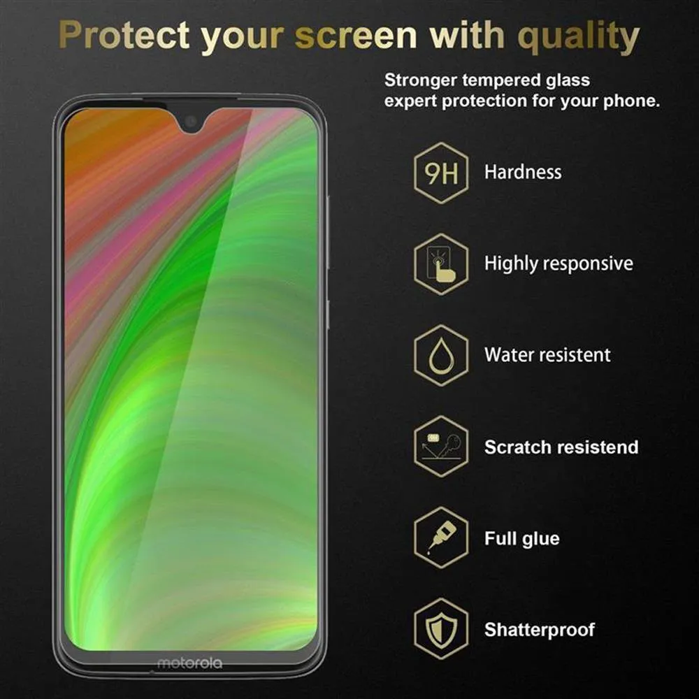Cadorabo 3x Panzer Folie kompatibel mit Motorola MOTO G7 / G7 PLUS - Schutzfolie 3er Pack Gehärtetes (Tempered) Display-Schutzglas in 9H Härte mit 3D Touch Kompatibilität