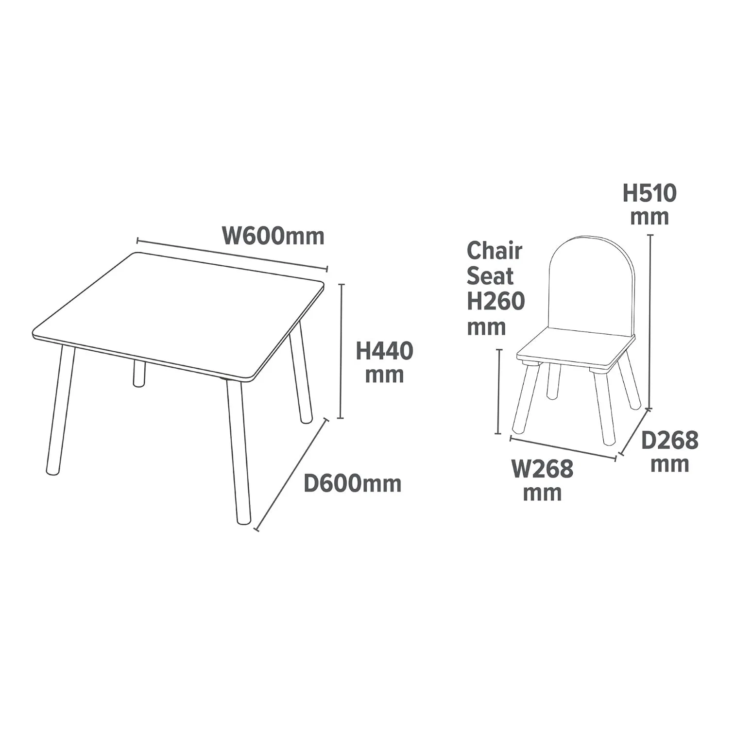 Children's Unicorn Wood Table and 2 Chairs Set | White | 2 Years  