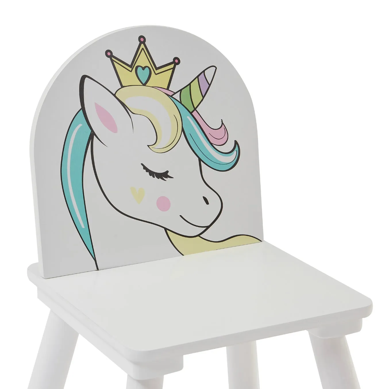 Children's Unicorn Wood Table and 2 Chairs Set | White | 2 Years  