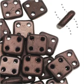 CzechMates Glass, QuadraTile 4-Hole Square Beads 6mm, Matte Dark Bronze (2.5" Tube)