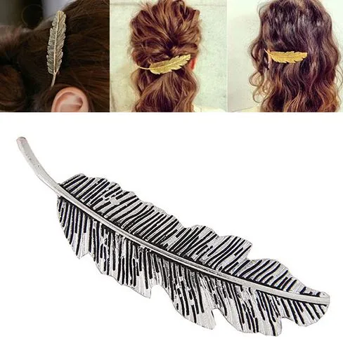 H510 Silver Feather Hair Clip