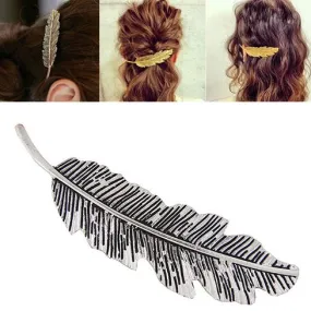 H510 Silver Feather Hair Clip