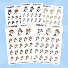 Hair Removal Yeti Kawaii Girl Stickers