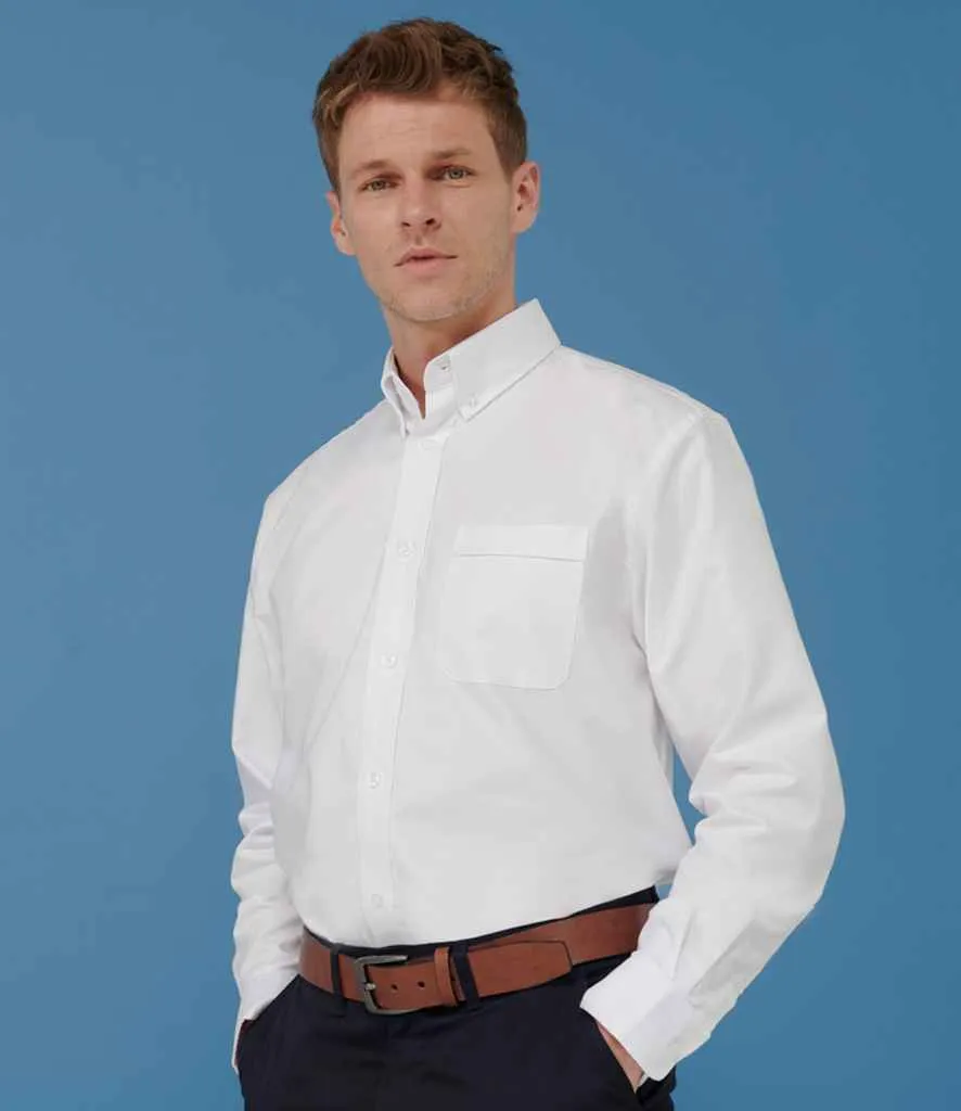 Henbury Long Sleeve Classic Oxford Shirt | White