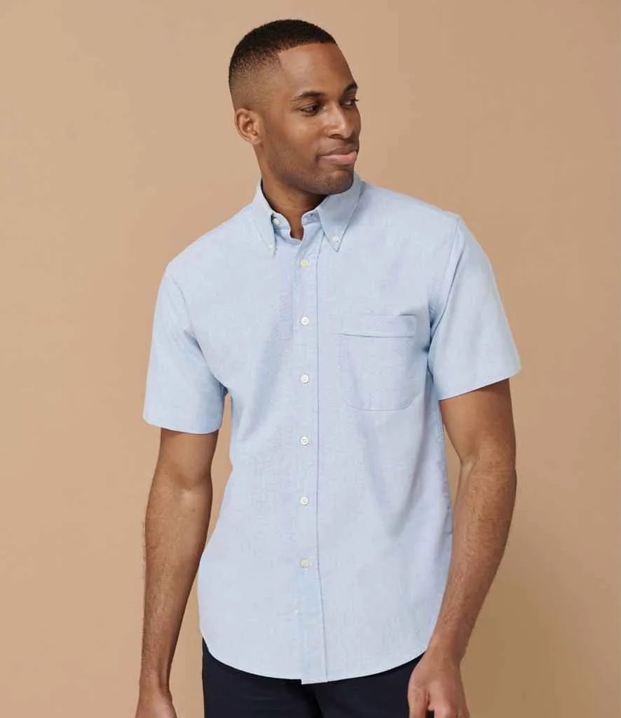 Henbury Short Sleeve Classic Oxford Shirt | Blue