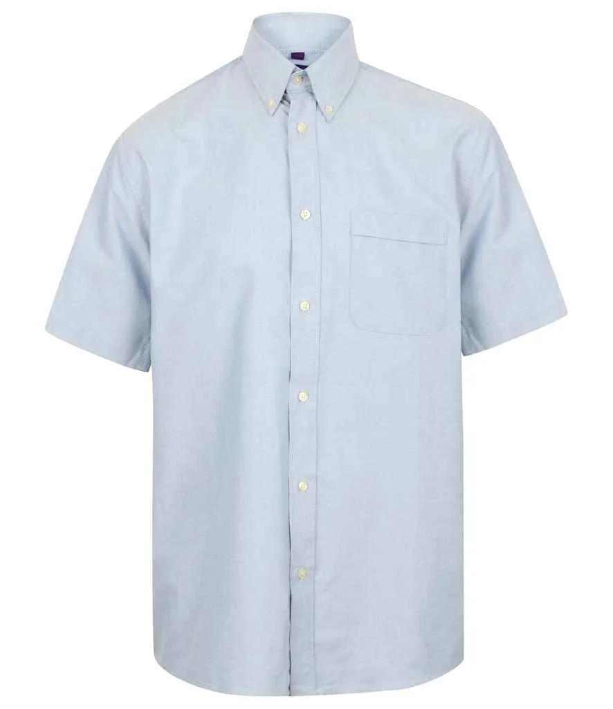 Henbury Short Sleeve Classic Oxford Shirt | Blue
