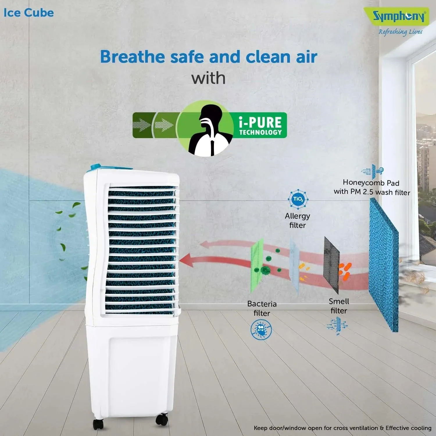 Ice Cube 27 Personal Room Air Cooler with Powerful Fan