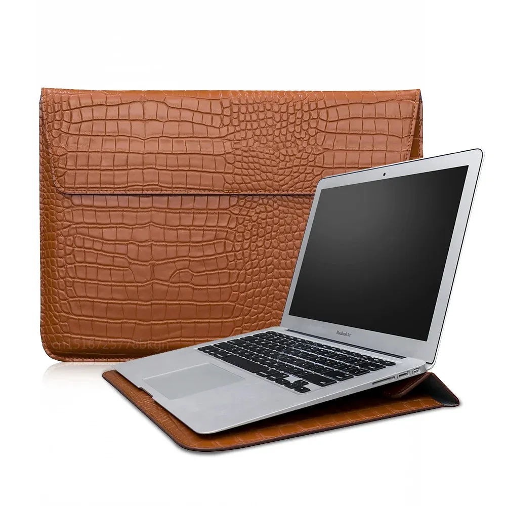 Laptop Bag for Macbook Air Pro 13 Case M1 M2 Notebook Stand Cover 11 14 15 15.6 inch PU Leather Sleeve Pouch Computer Tablet Bag