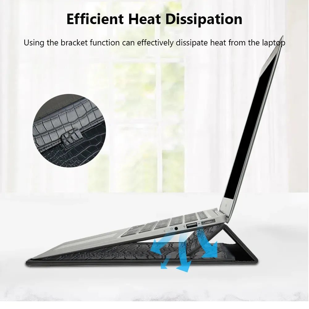 Laptop Bag for Macbook Air Pro 13 Case M1 M2 Notebook Stand Cover 11 14 15 15.6 inch PU Leather Sleeve Pouch Computer Tablet Bag