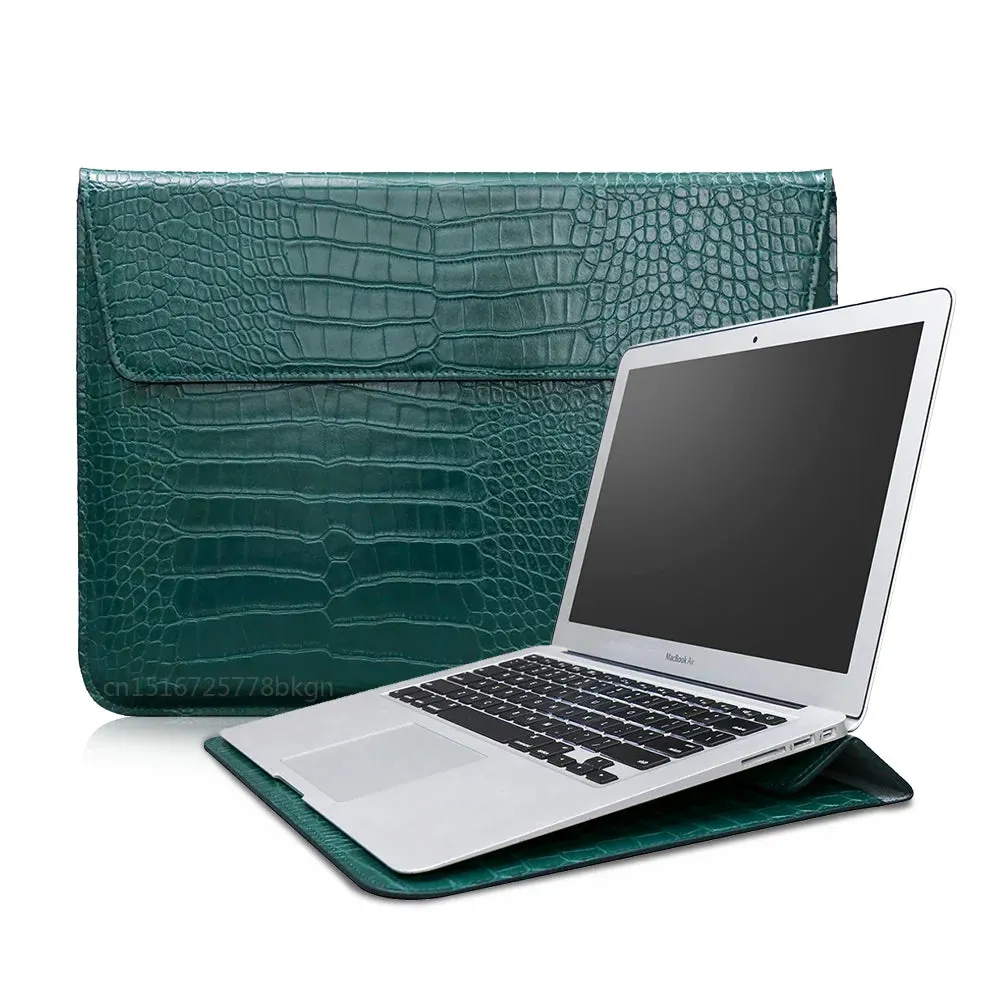 Laptop Bag for Macbook Air Pro 13 Case M1 M2 Notebook Stand Cover 11 14 15 15.6 inch PU Leather Sleeve Pouch Computer Tablet Bag