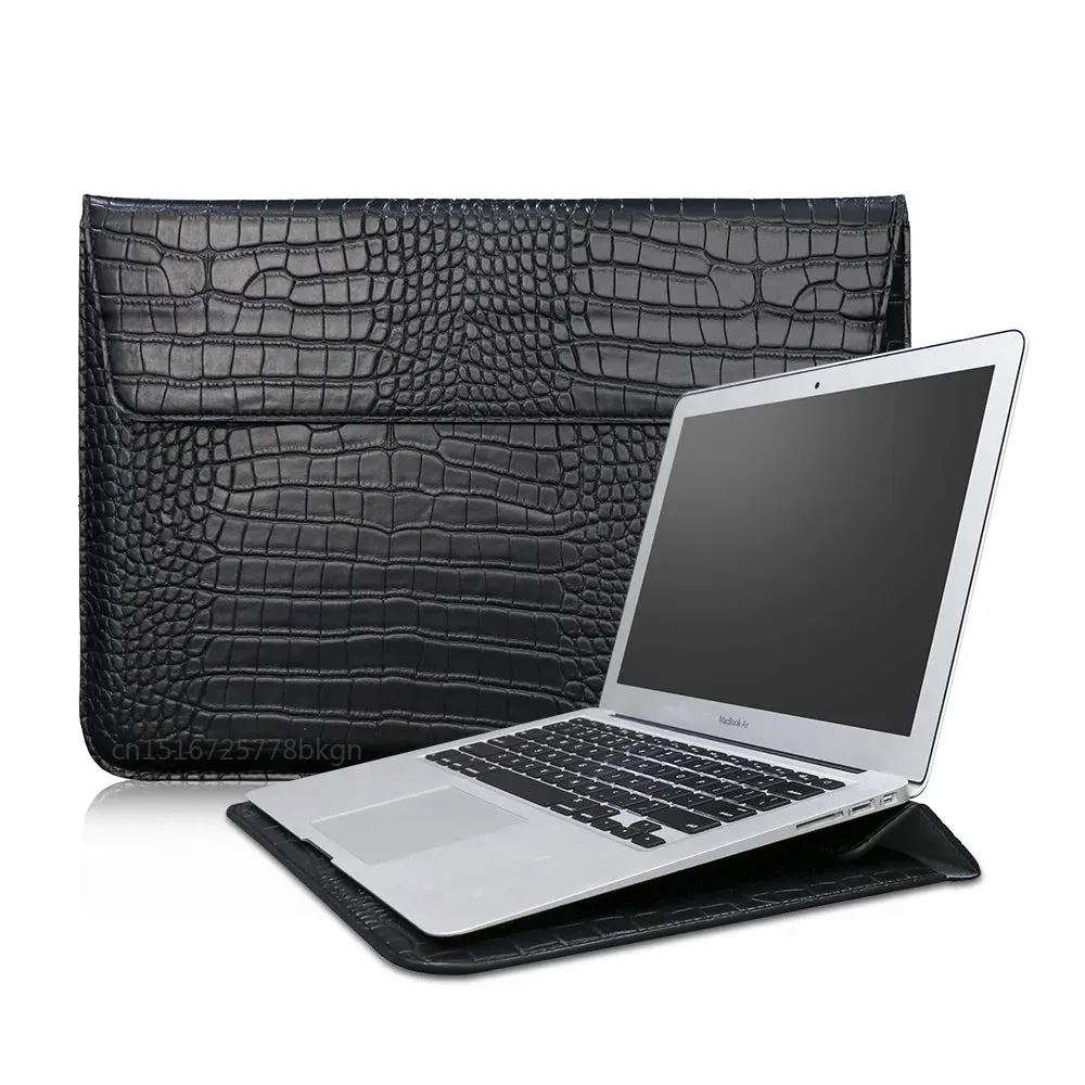 Laptop Bag for Macbook Air Pro 13 Case M1 M2 Notebook Stand Cover 11 14 15 15.6 inch PU Leather Sleeve Pouch Computer Tablet Bag