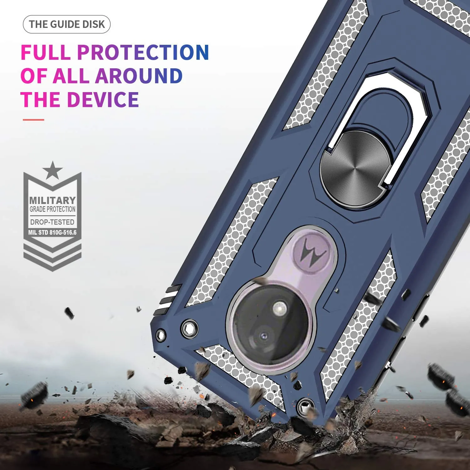 Moto G7 Power Case (Not Fit Moto G7) Moto G7 Supra Case with Tempered Glass Screen Protector [2Pack], LeYi Military Grade Defender Phone Case